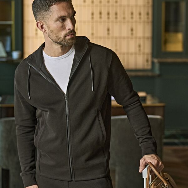 Tee Jays Ribbed Interlock Full Zip Hooded Sweatshirt Thumbnail